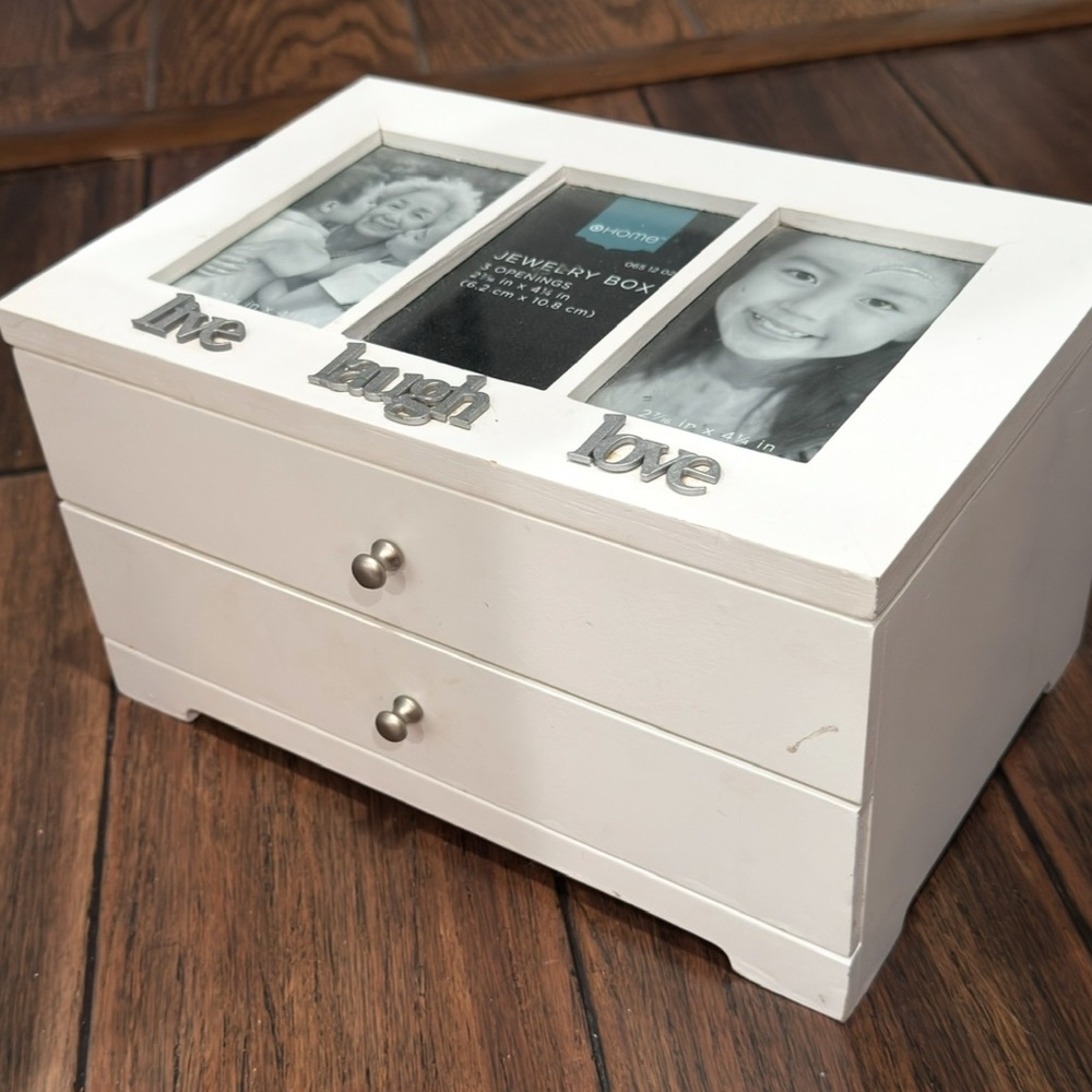 White Wooden VINTAGE (2010) Live, Love, Laugh Jewelry Box